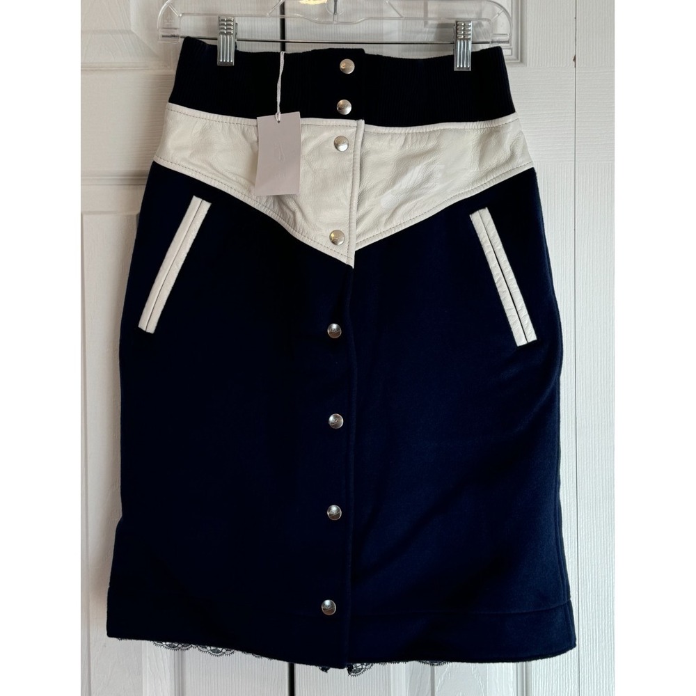 New Nike x Sacai Windrunner Wool Skirt Navy & White Women's Size S 802264-451